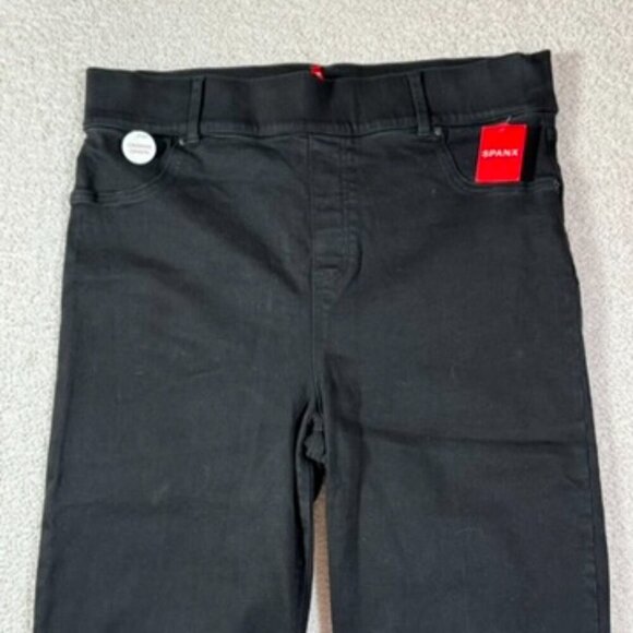 Spanx Womens Cropped Flare Jeans Black Wash Raw Hem Comfy Coastal Boho Sz 2X NWT - Picture 3 of 11